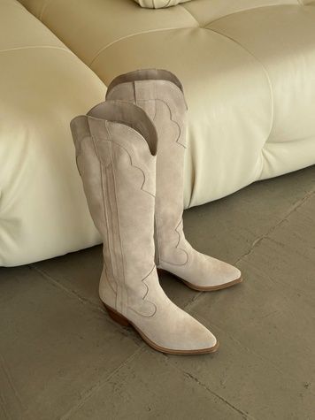 Summer high-top cowboy boots, gray