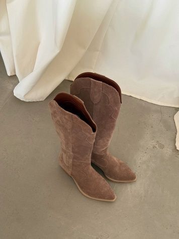Summer high-top brown cowboy boots