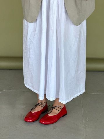 Red lace-up ballet flats